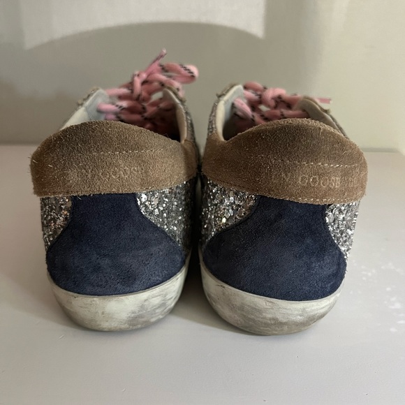 Silver Glitter Golden Goose Superstar Sneakers Size 38 - Picture 4 of 6